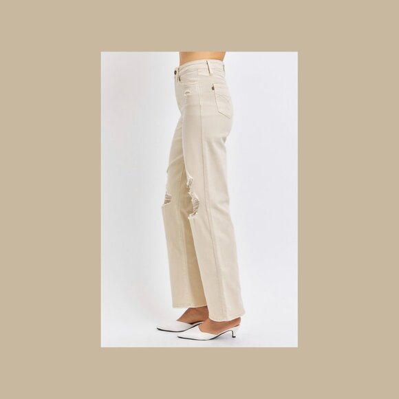 Judy Blue Full Size High Waist Distressed Wide Leg Jeans - Picture 2 of 4